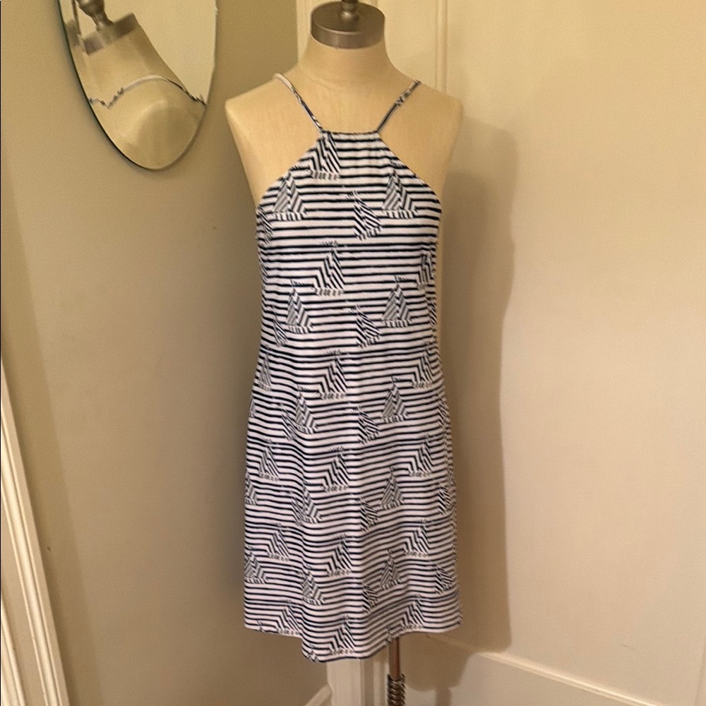 Kaeli Smith Navy and White Patterned Halter Dress